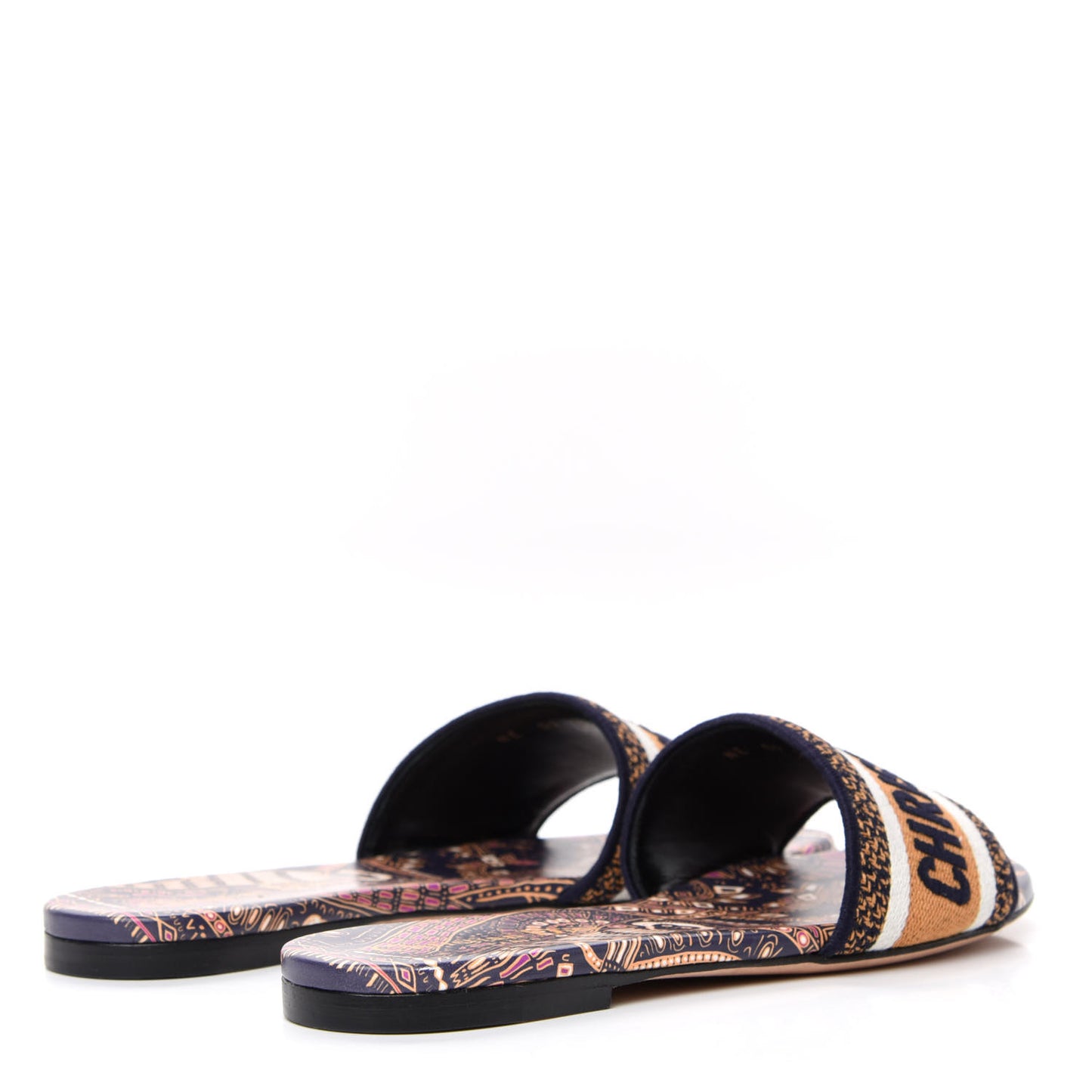 Canvas Embroidered Animals Dway Mules Slide Sandals 37.5 Multicolor