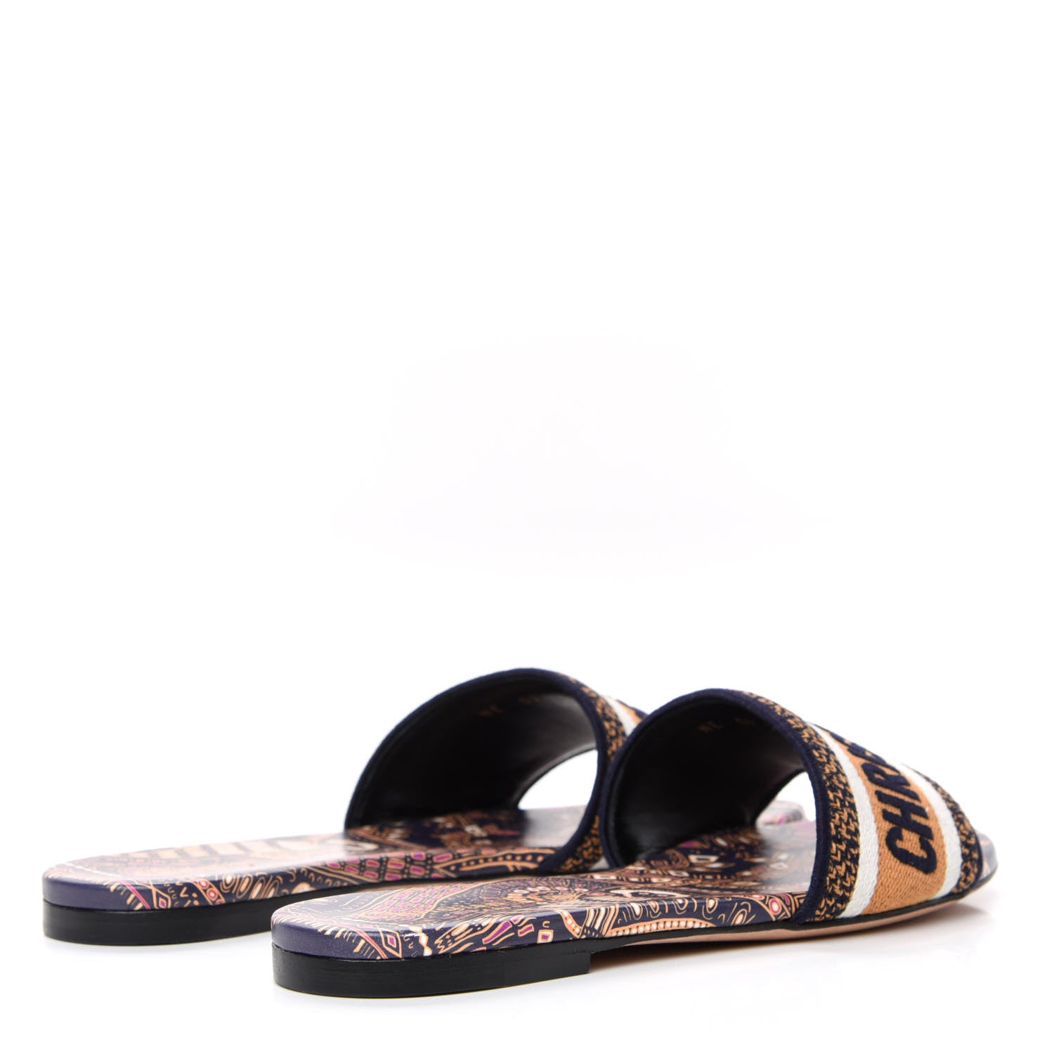 Christian Dior Canvas Embroidered Animals Dway Mules Slide Sandals 37.5 Multicolor 3 of 9