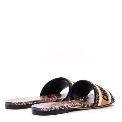 Christian Dior Canvas Embroidered Animals Dway Mules Slide Sandals 37.5 Multicolor 3 of 9
