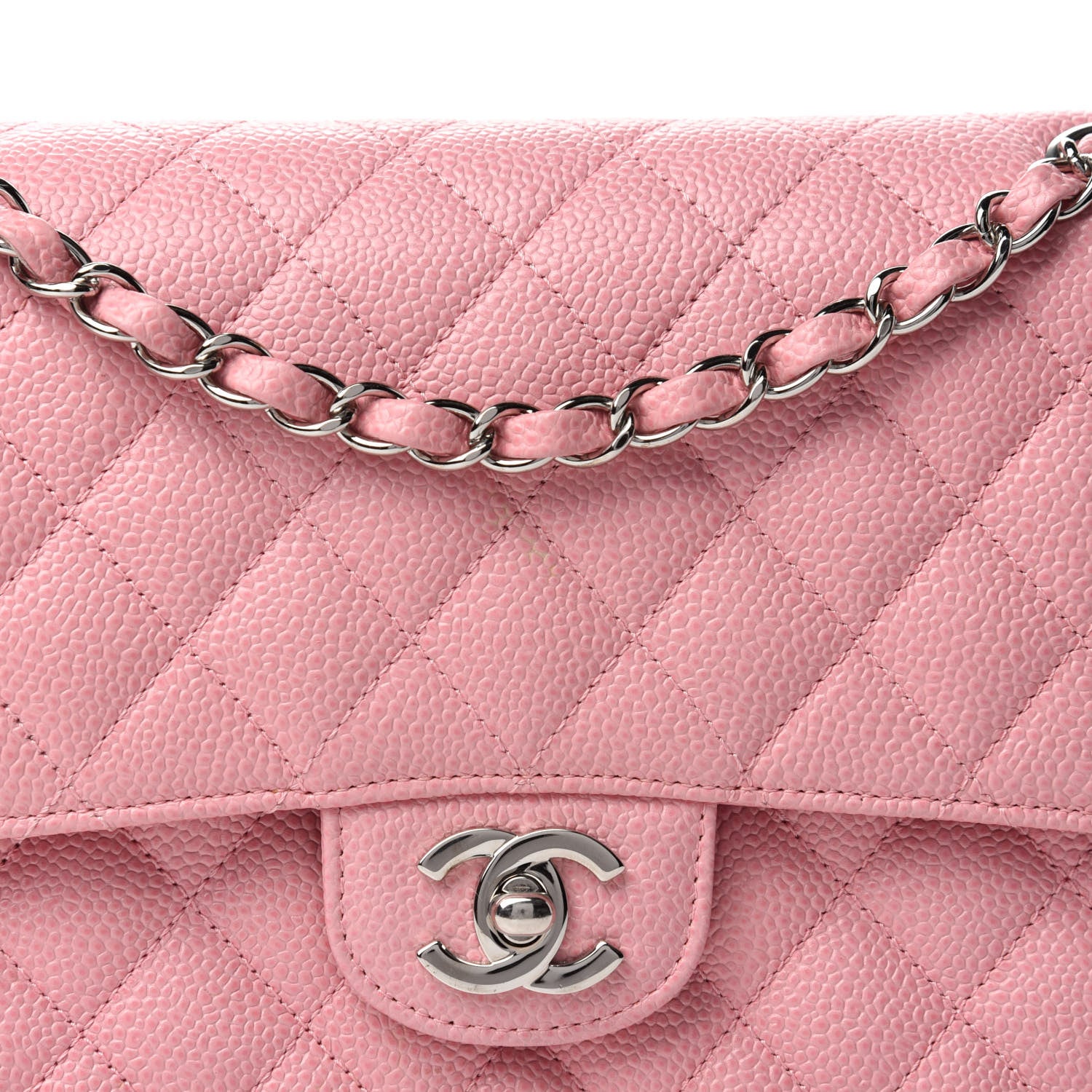 Chanel Caviar Quilted Medium Double Flap Pink 10 of 10