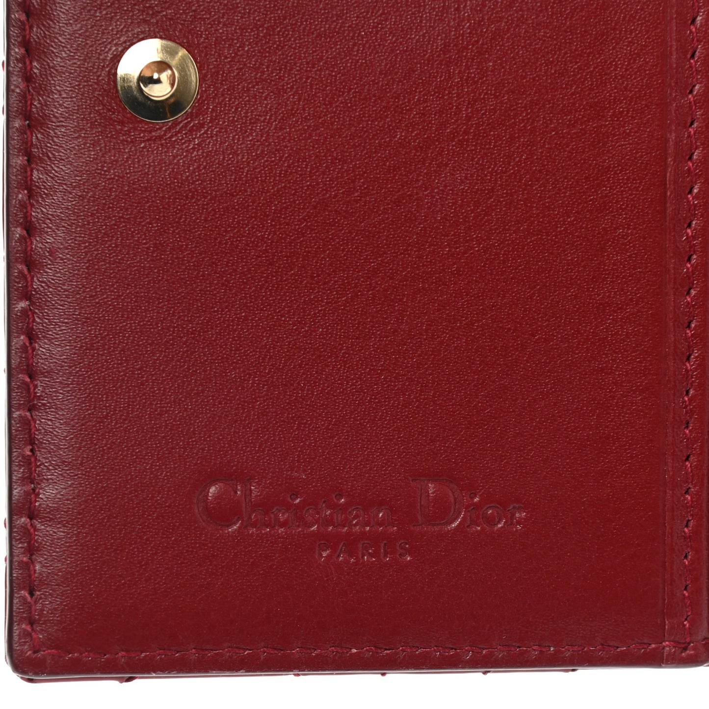 Patent Cannage Small Lady Dior Flap Card Holder Scarlet
