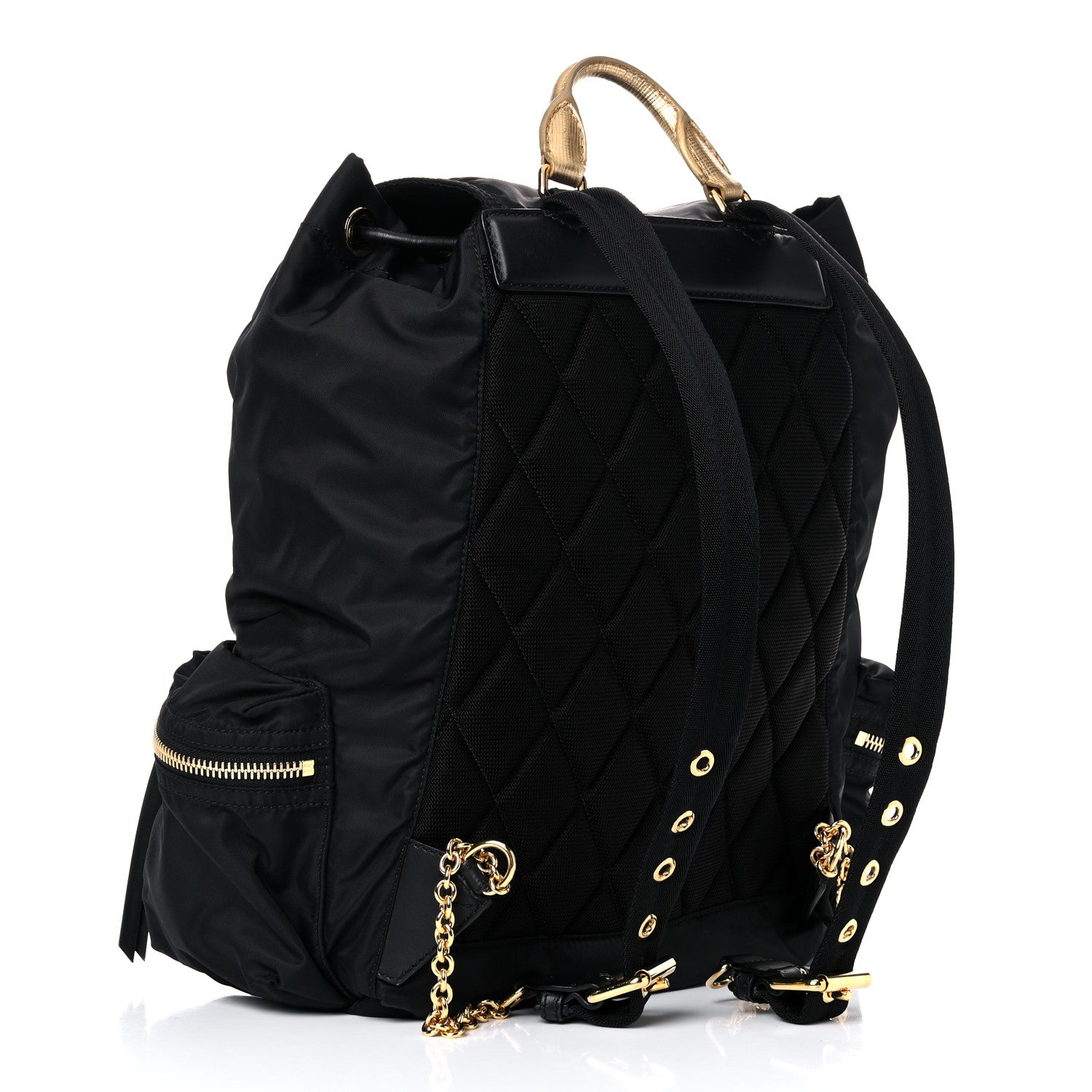 Burberry Nylon Large Rucksack Backpack Black Gold 3 of 13