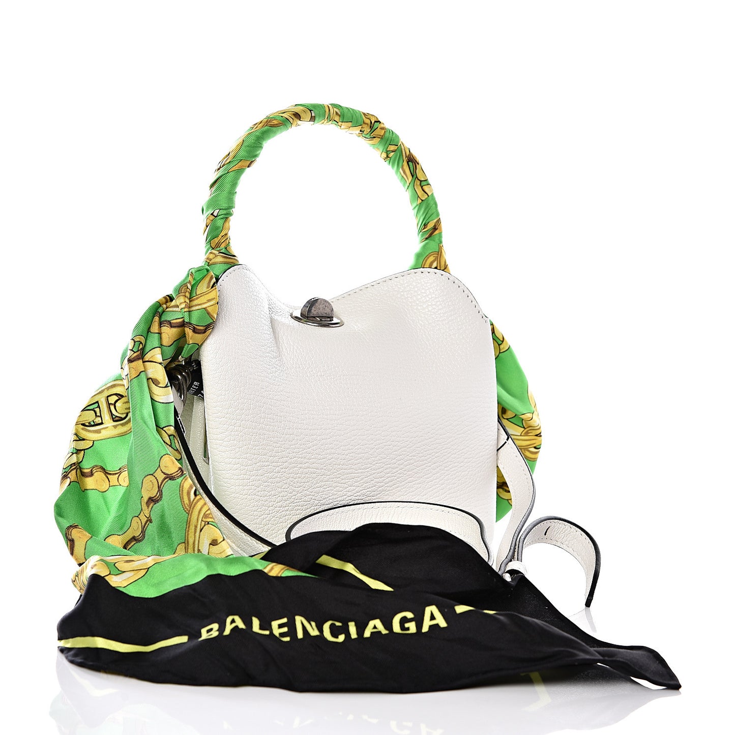 Goatskin XS Flap Scarf Top Handle Bag White