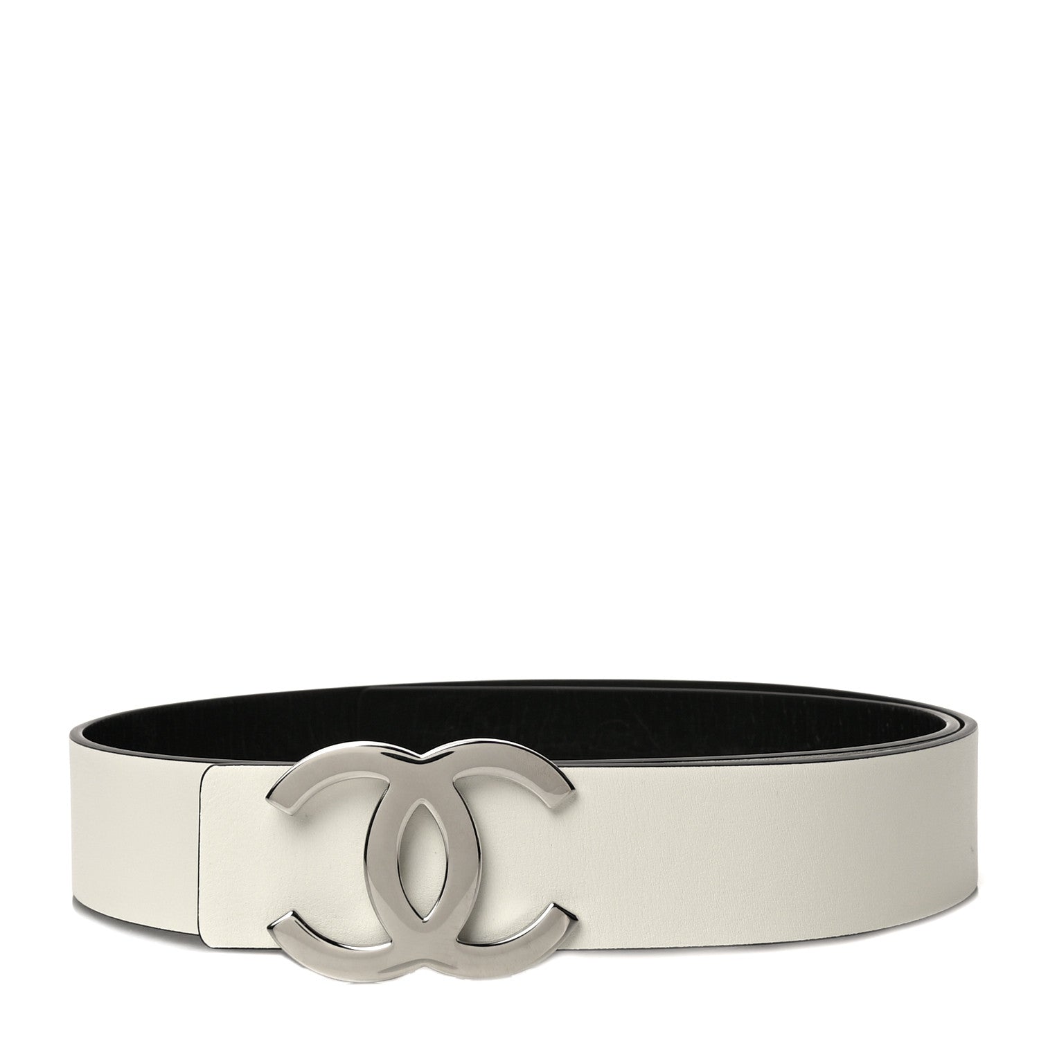 Chanel Patent Calfskin CC Reversible Belt 90 Black White 1 of 8