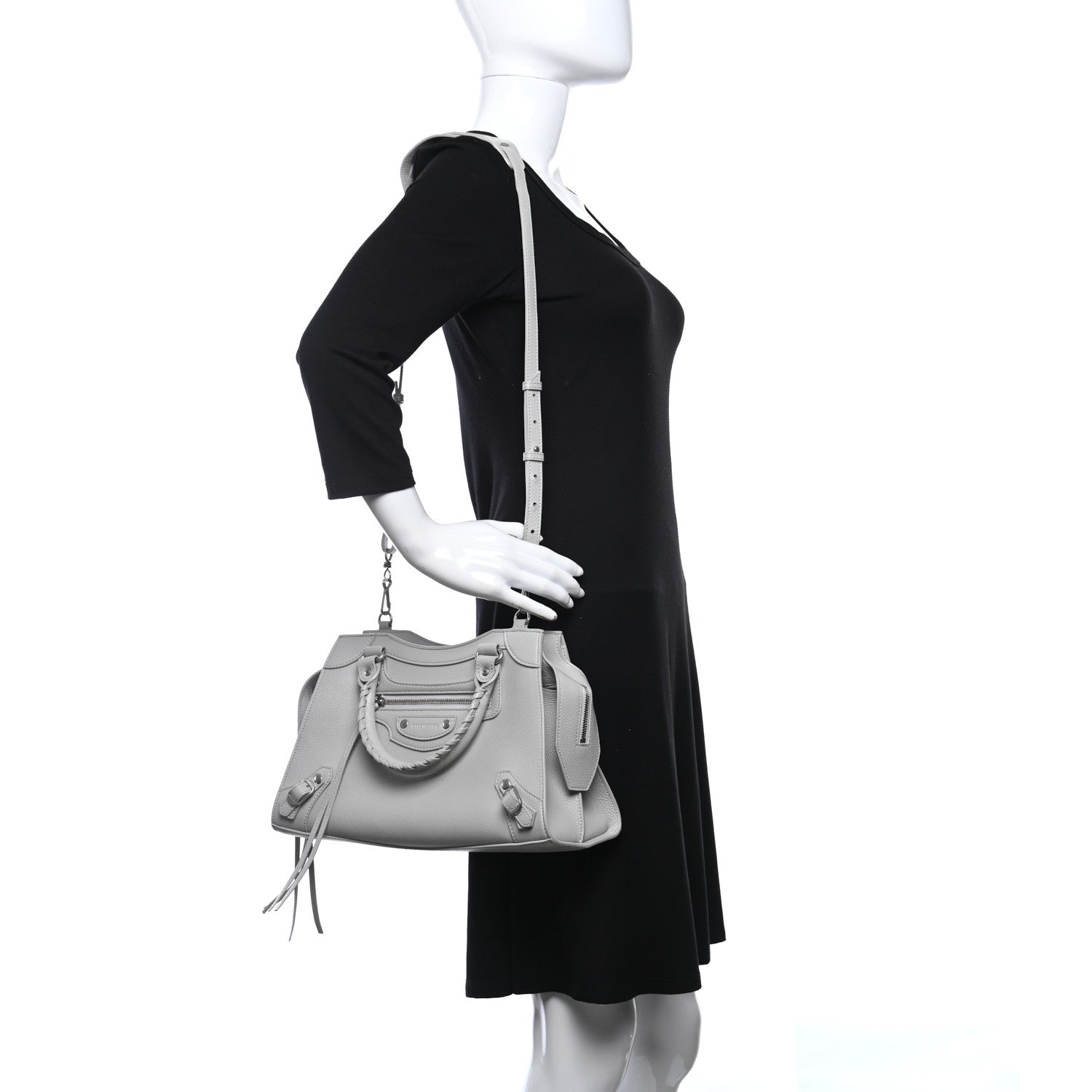 Balenciaga Grained Calfskin Neo Classic Silver Hardware S City Light Grey 2 of 7