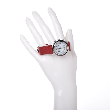 Hermes Stainless Steel Buffle Skippe 31mm Clipper Chronograph Quartz Watch Rouge Casaque 2 of 9