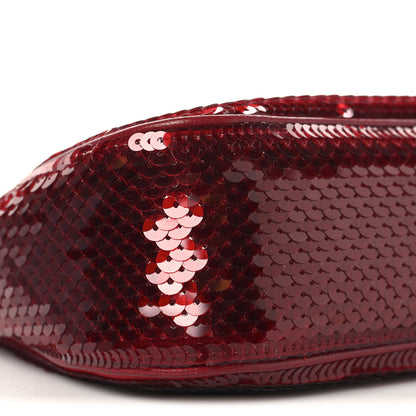 Gucci Sequin Textured Dollar Calfskin Strawberry Small Ophidia GG Handbag Red 9 of 10