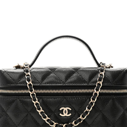 Chanel Caviar Quilted Top Handle Slim Vanity With Chain Black 7 of 10