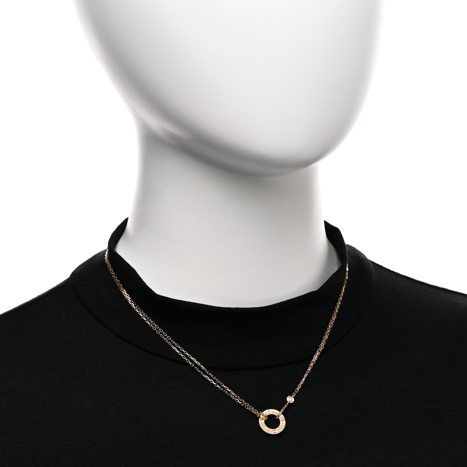 Cartier 18K Yellow Gold 2 Diamond LOVE Necklace 2 of 4