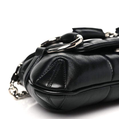 Gucci Nappa Vertical Matelasse Small Maxi Horsebit Chain Shoulder Bag Black 9 of 11