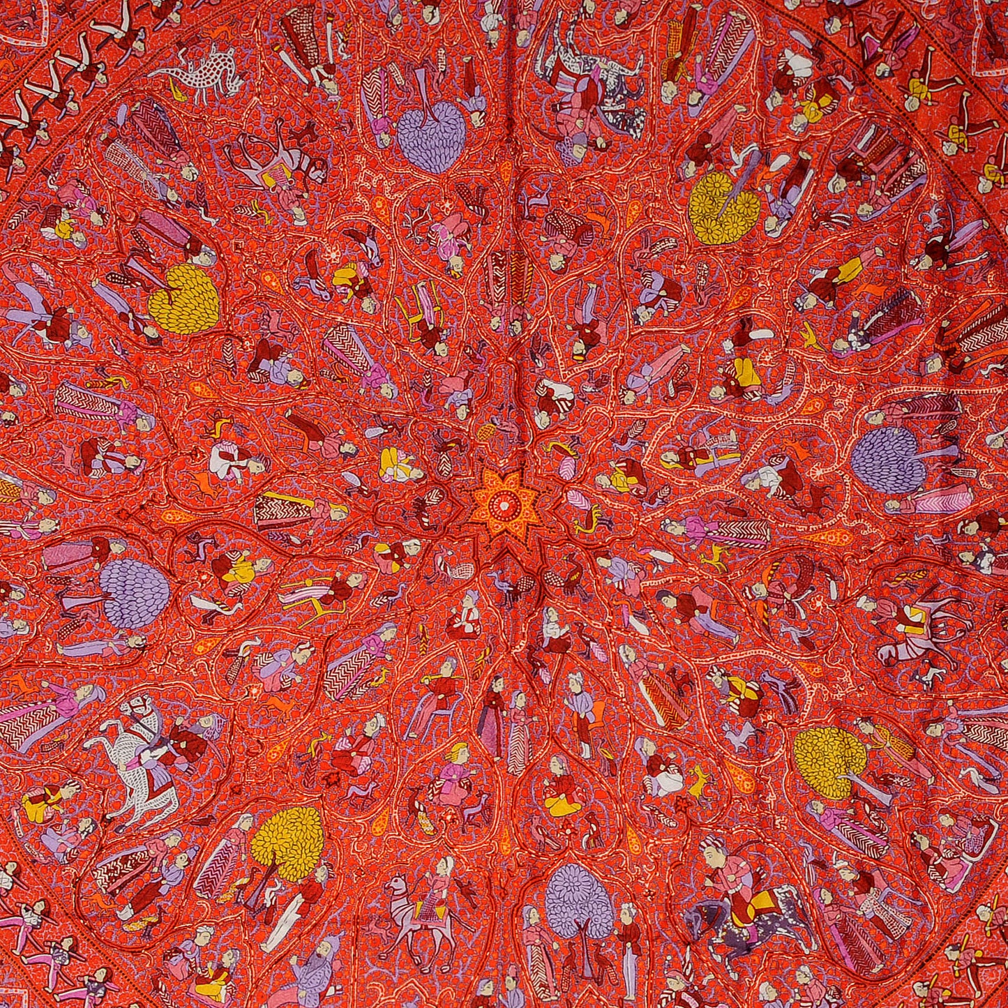 Silk Lalbhai Scarf 140 Rose Indien Orange Jaune
