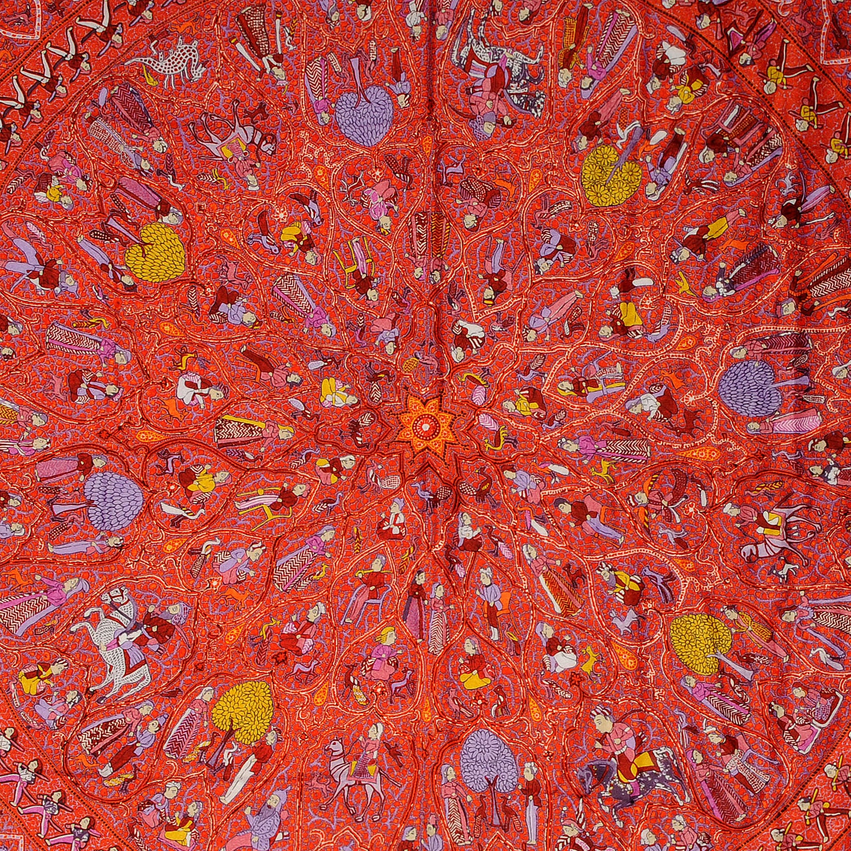 Hermes Silk Lalbhai Scarf 140 Rose Indien Orange Jaune 1 of 5