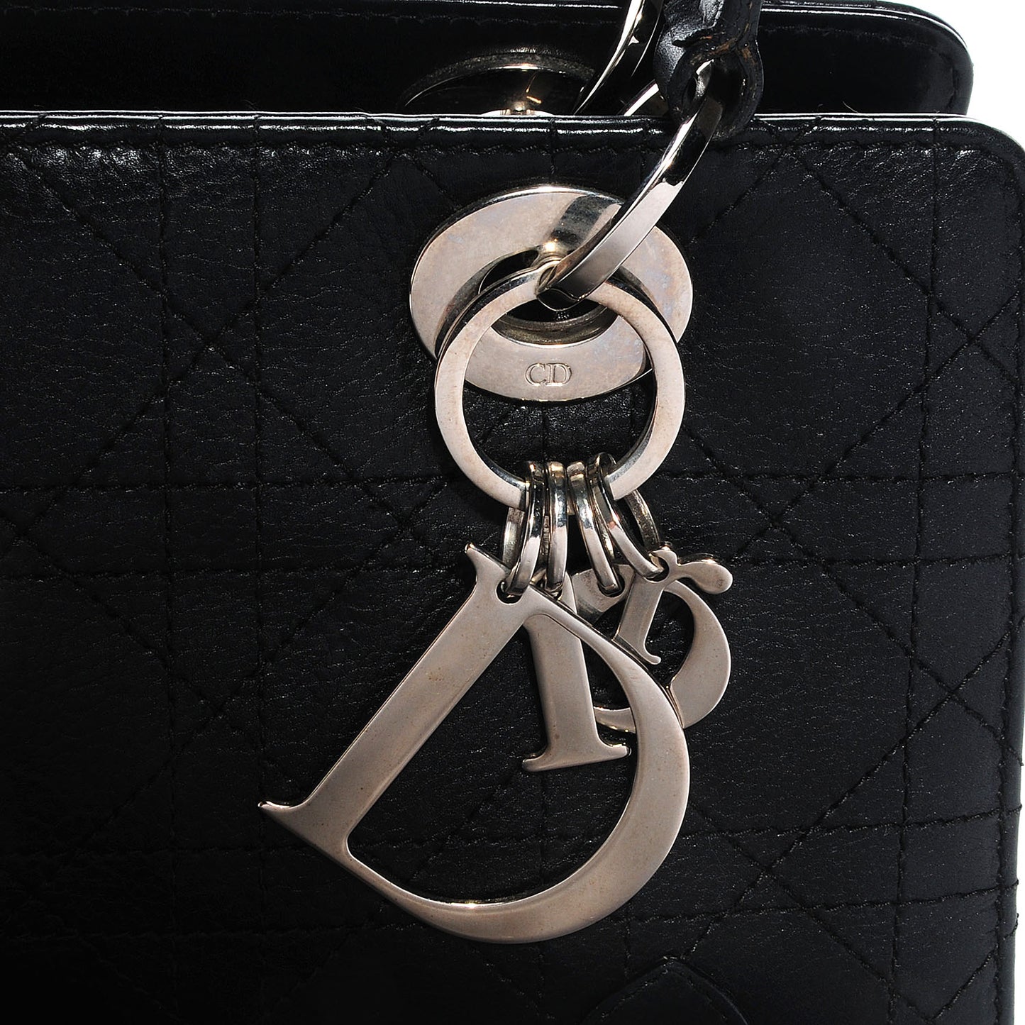 Calfskin Cannage Stitched Lady Dior East West Black