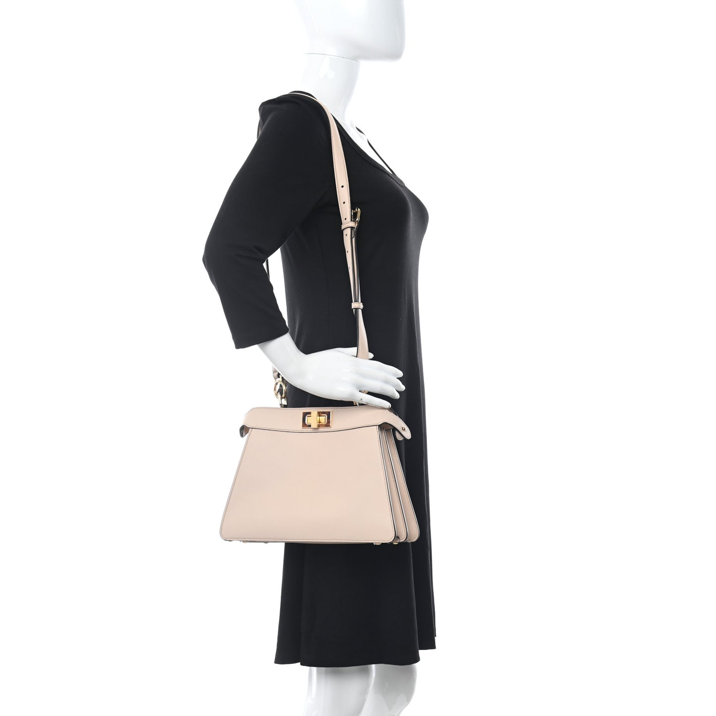 Vitello Seta Shiny Nappa Plexiglass Small Peekaboo I SEE U Satchel Poudre
