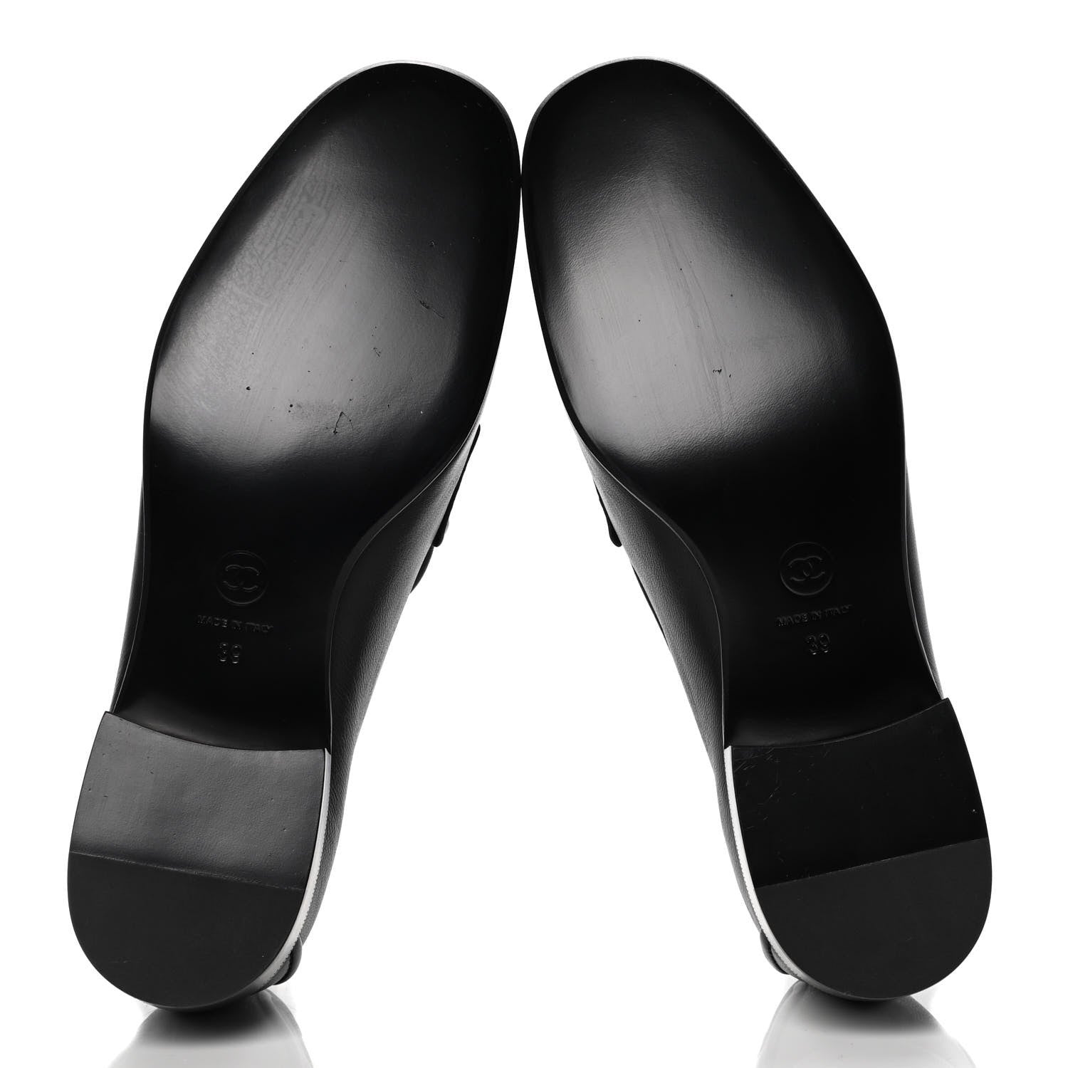 Chanel Lambskin Quilted Womens CC Loafers 39 Black 7 of 10