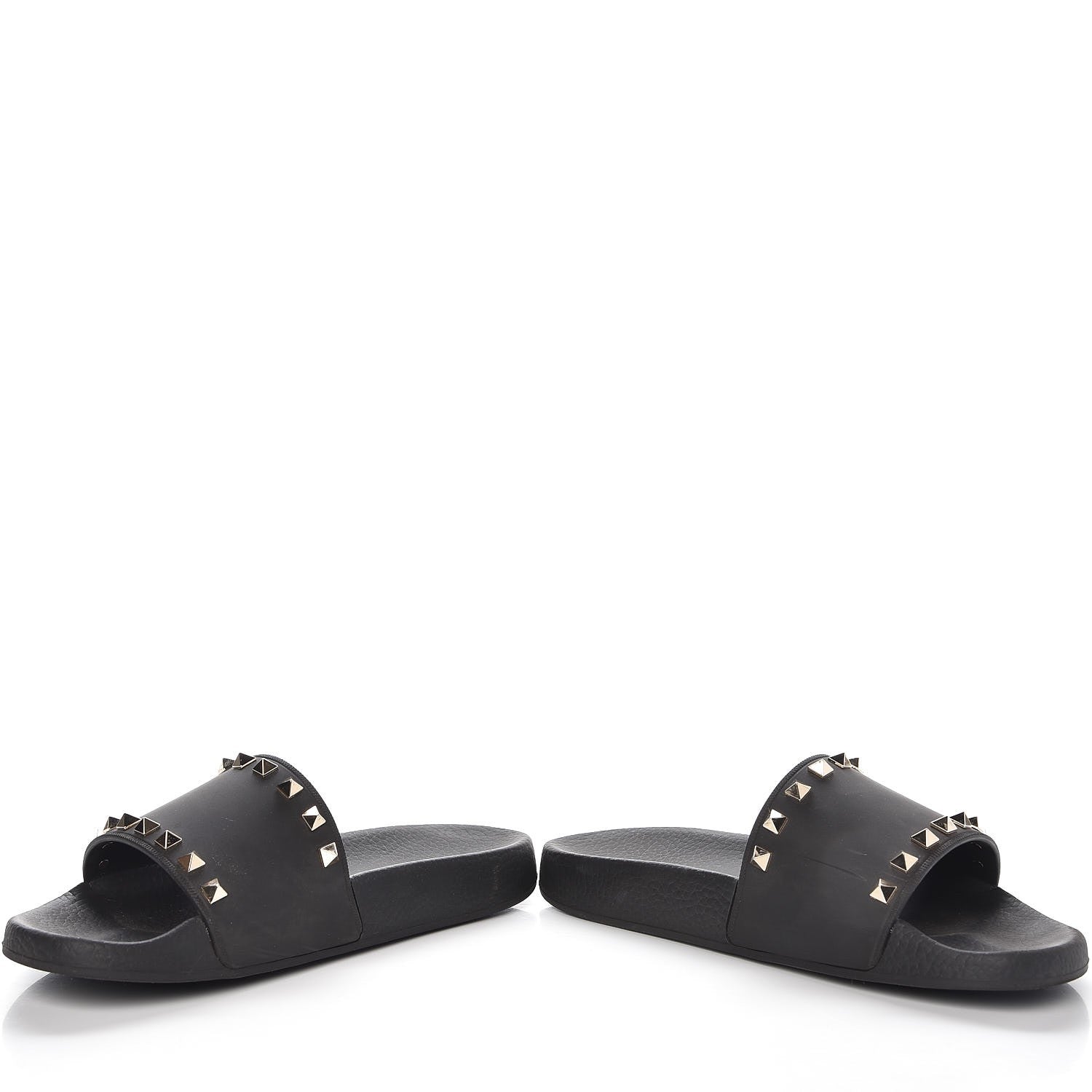 Valentino Garavani Rubber Rockstud Slide Sandals 39 Black 11 of 12