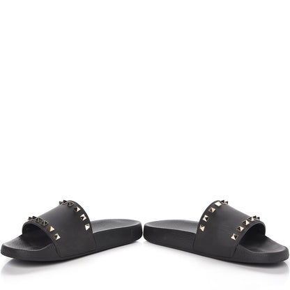 Valentino Garavani Rubber Rockstud Slide Sandals 39 Black 11 of 12