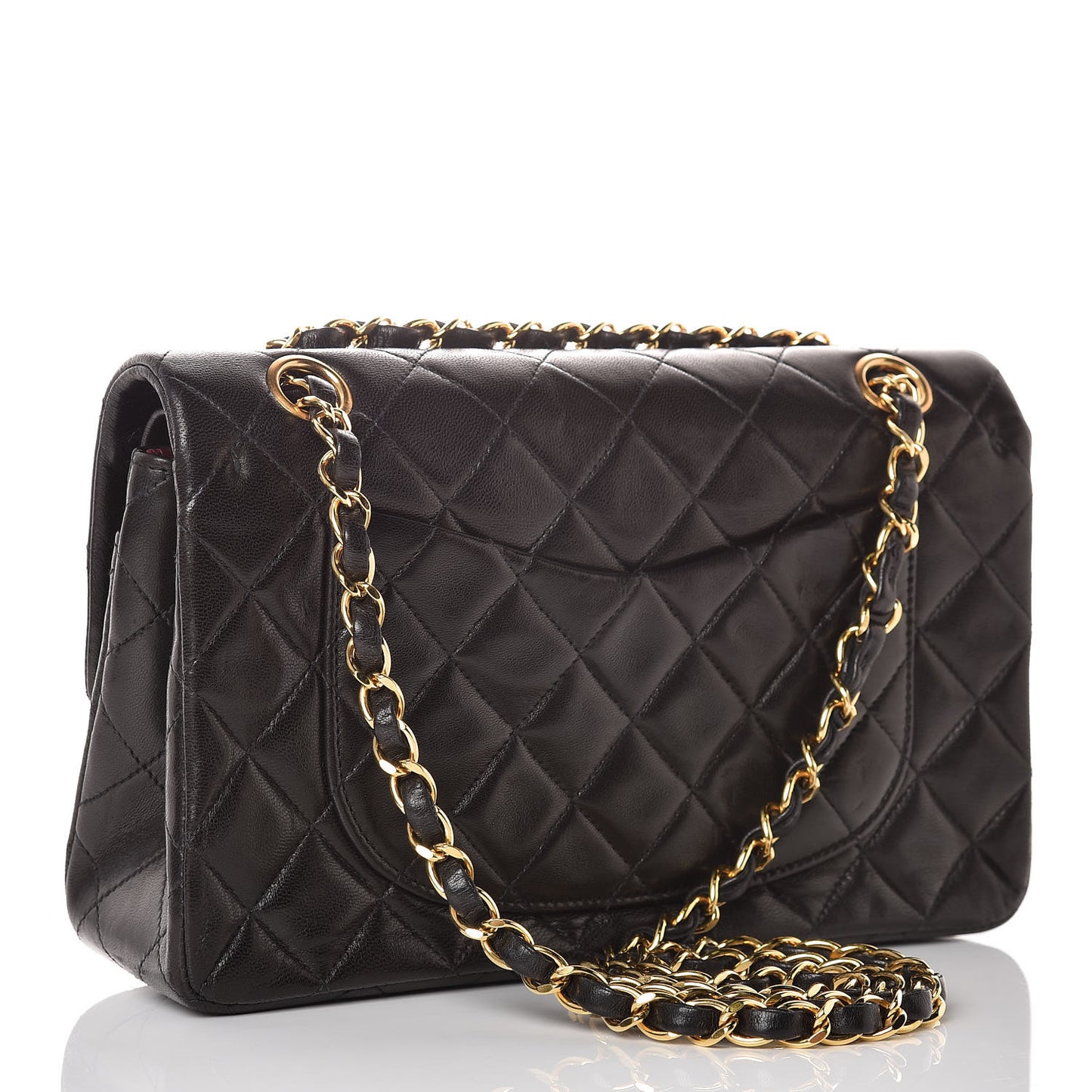 Lambskin Quilted Small Double Flap Black