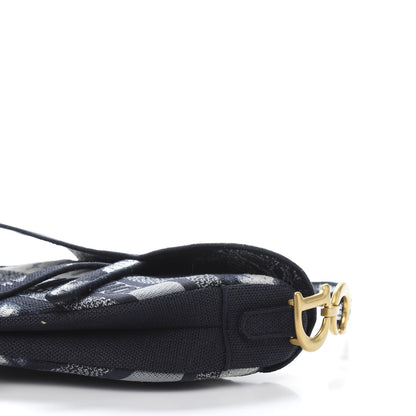 Christian Dior Canvas Tie Dye Saddle Bag Blue Multicolor 9 of 12