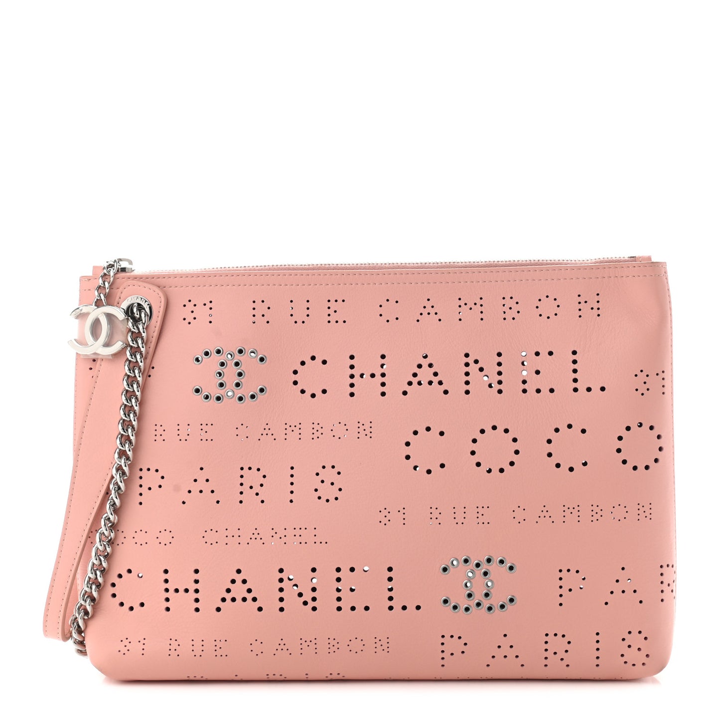 Calfskin Eyelets Clutch Pink