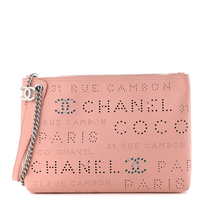 Chanel Calfskin Eyelets Clutch Pink 1 of 13