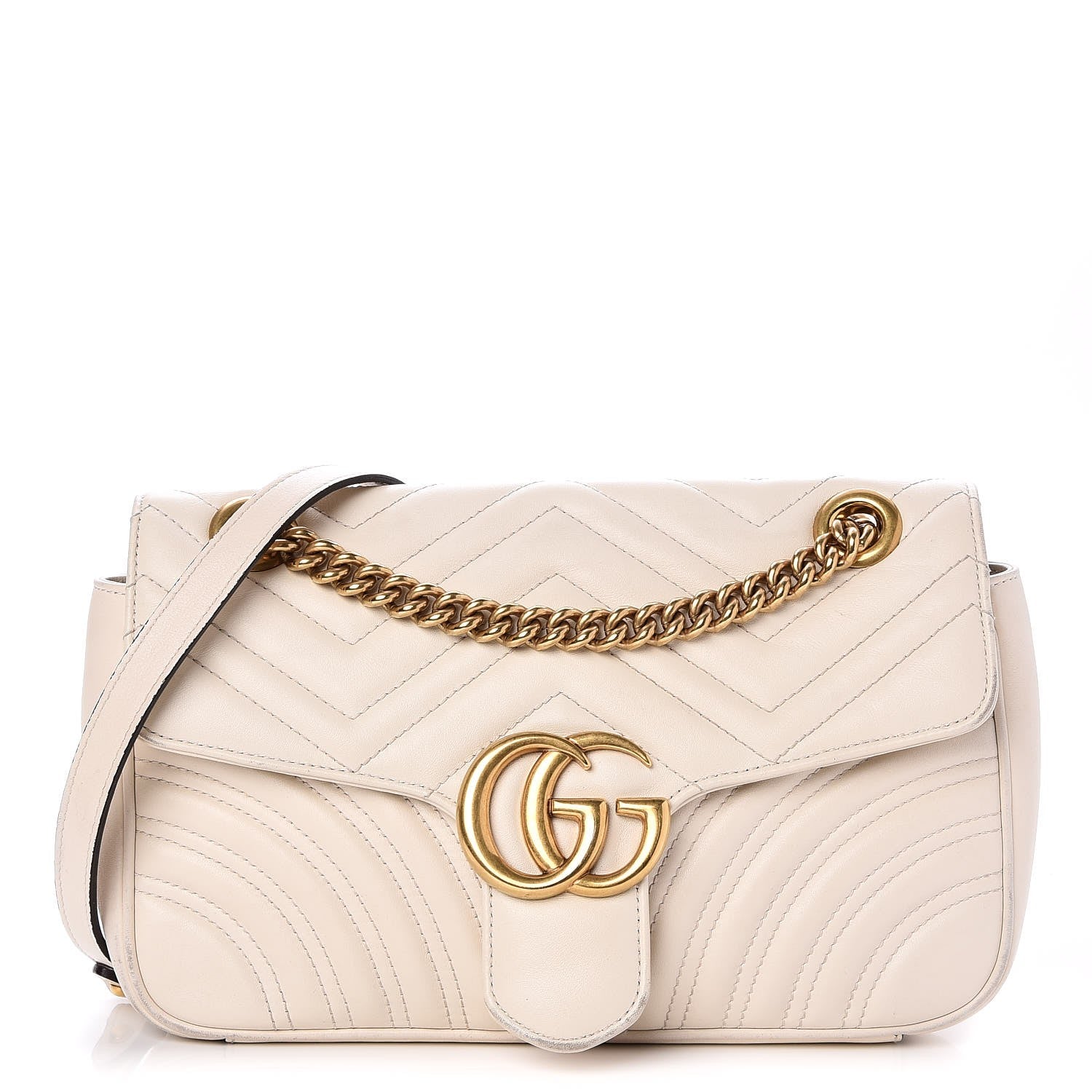 Gucci Calfskin Matelasse Small GG Marmont Shoulder Bag White 1 of 10
