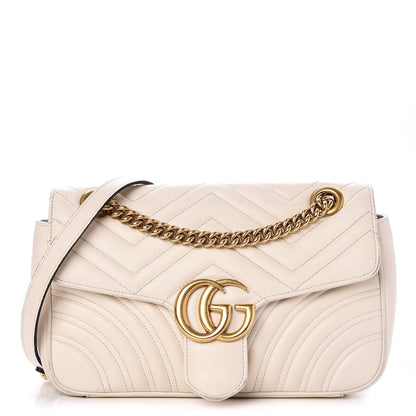 Gucci Calfskin Matelasse Small GG Marmont Shoulder Bag White 1 of 10