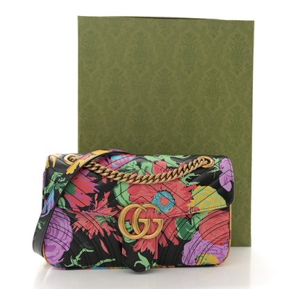 Gucci X KEN SCOTT Calfskin Matelasse Floral Small GG Marmont Shoulder Bag Black 11 of 11