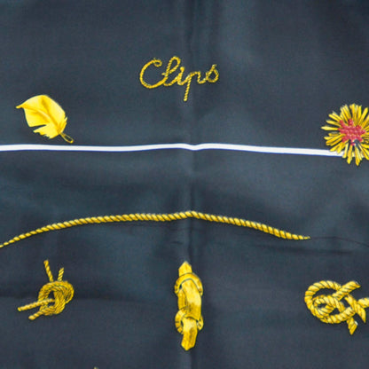 Hermes Silk Clips Scarf 90 Black 3 of 8