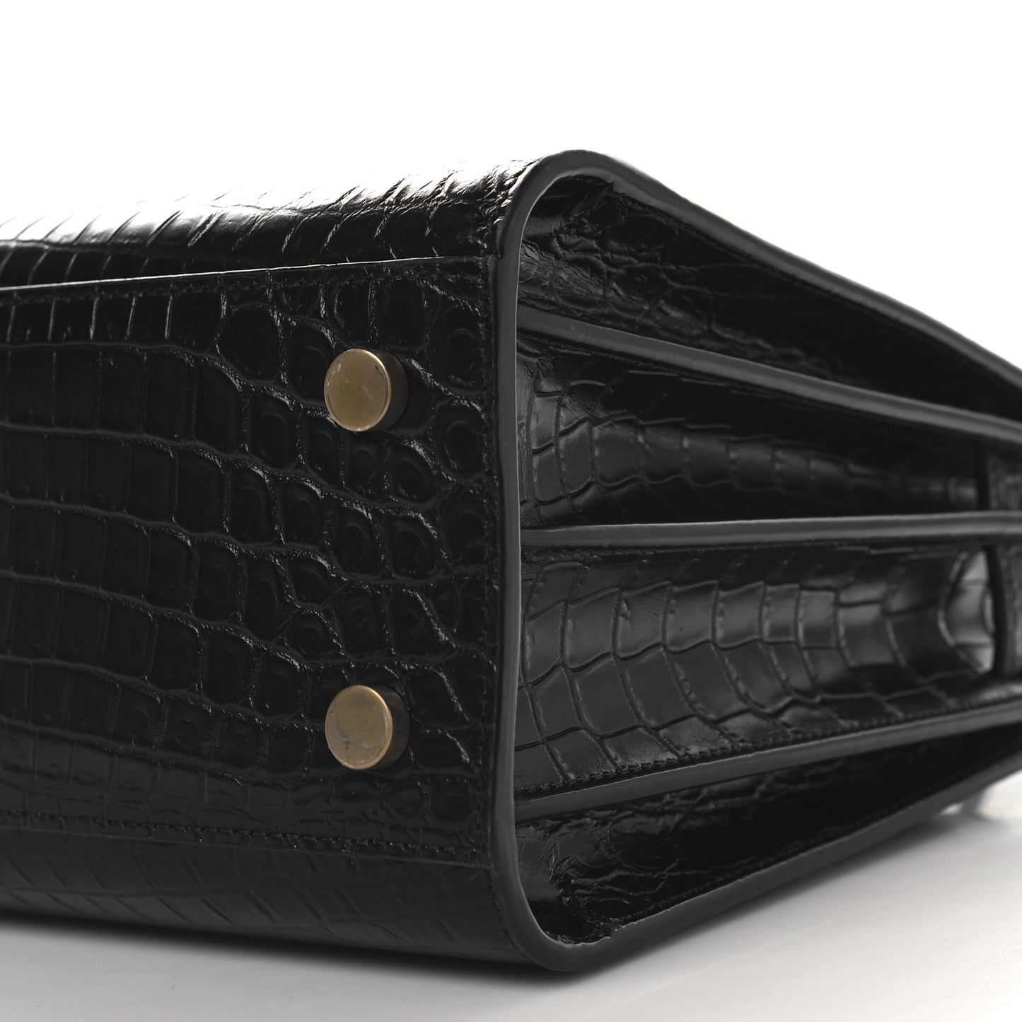 Calfskin Crocodile Embossed Baby Sac De Jour Black