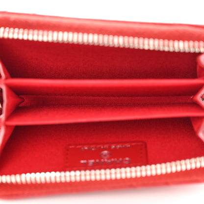 Chanel Lambskin Quilted Crossing Zip Around Coin Purse Red 5 of 10