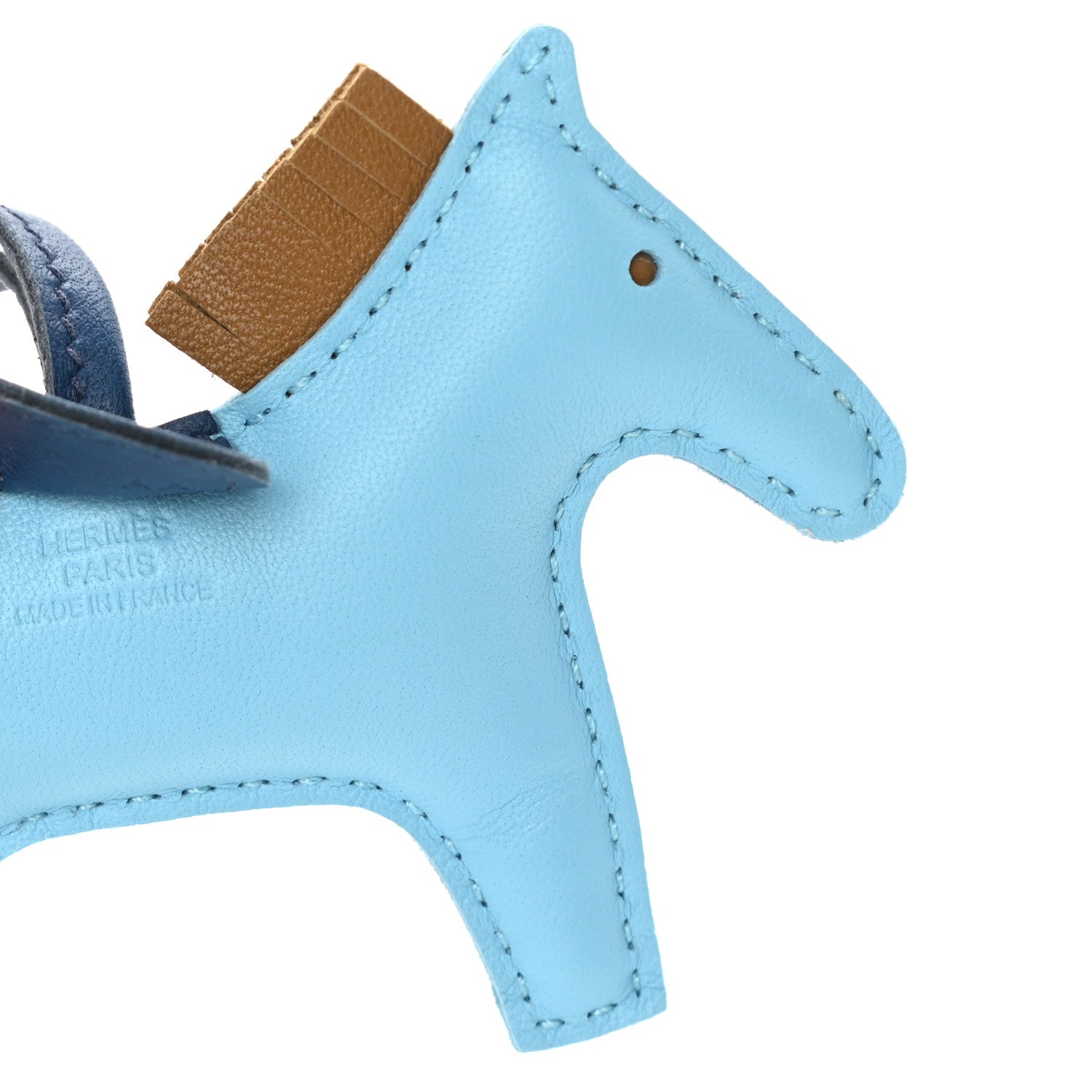 Hermes Milo Lambskin Grigri Rodeo Horse Bag Charm PM Celeste Bleu De Malte Kraft 3 of 5
