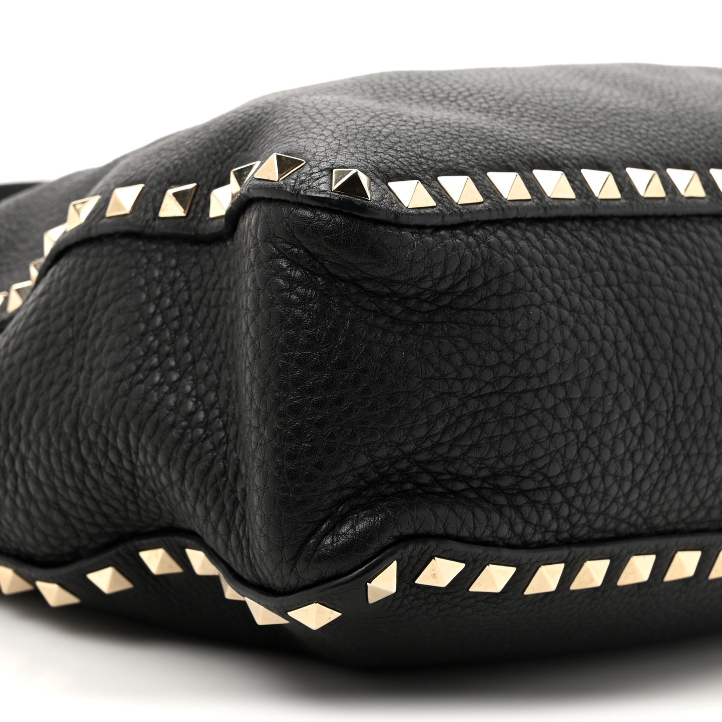 Pebbled Calfskin Small Rockstud Flip-Lock Messenger Bag Black