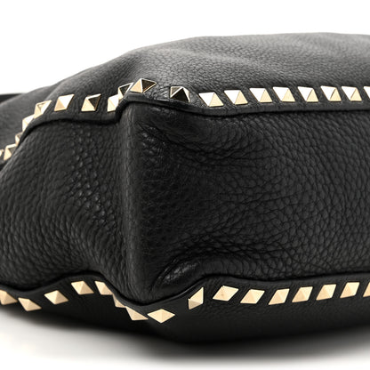 Valentino Garavani Pebbled Calfskin Small Rockstud Flip-Lock Messenger Bag Black 8 of 12