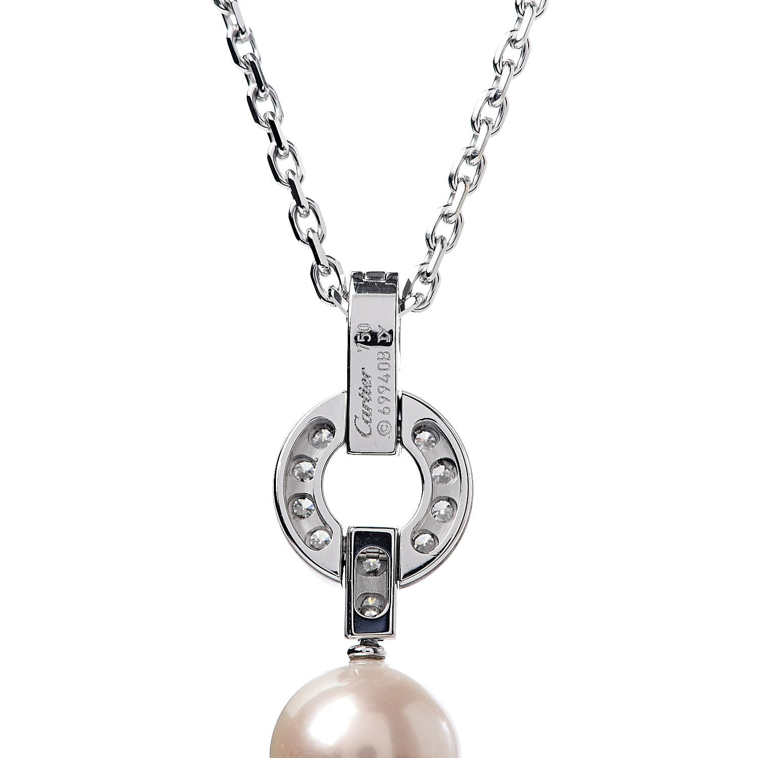Cartier 18K White Gold Diamond Pearl Himalia Pendant Necklace 7 of 8