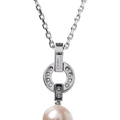 Cartier 18K White Gold Diamond Pearl Himalia Pendant Necklace 7 of 8