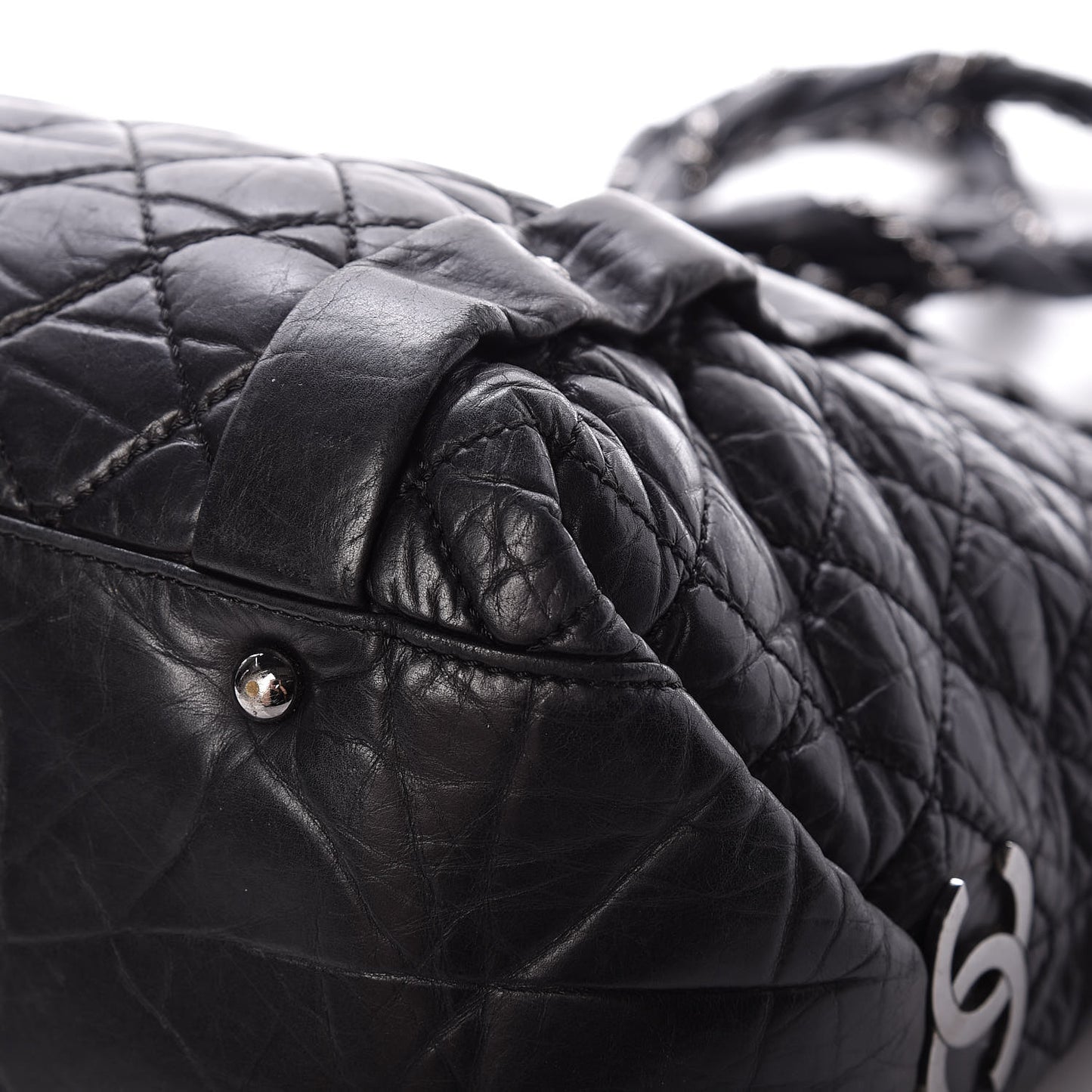 Aged Calfskin Vintage Ligne Lady Braid Tote Black