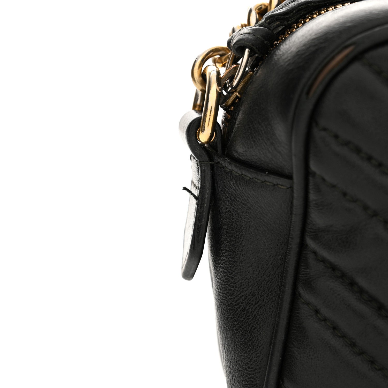 Gucci Calfskin Matelasse Small GG Marmont Chain Shoulder Bag Black 13 of 17