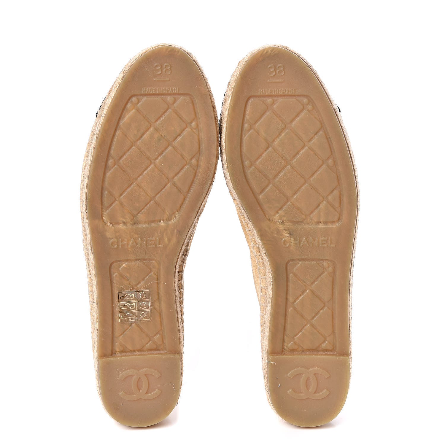 Chanel Suede Pearl CC Espadrilles 38 Beige Black 5 of 11