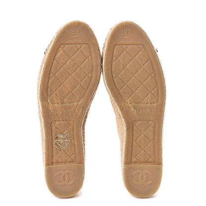 Chanel Suede Pearl CC Espadrilles 38 Beige Black 5 of 11