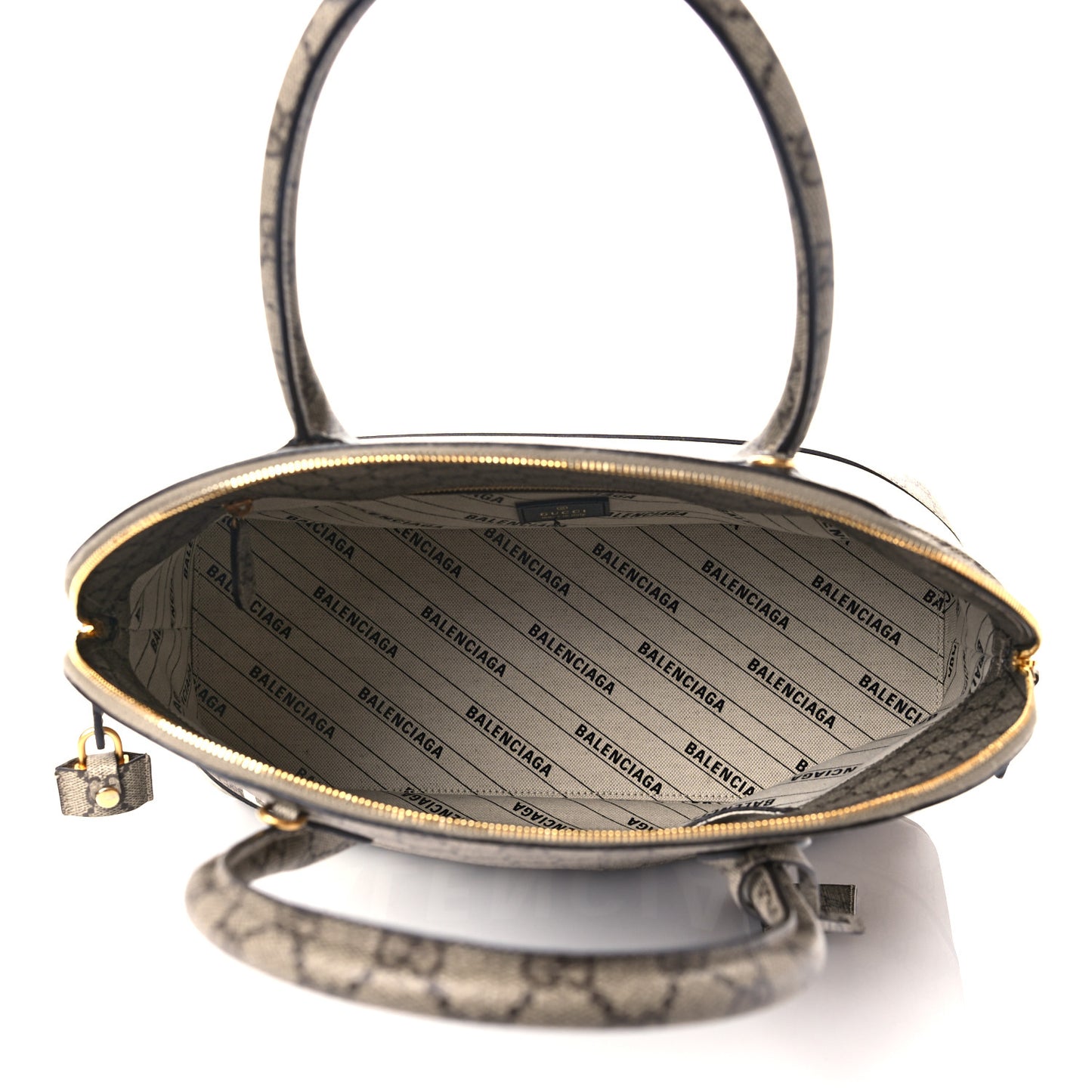 X GUCCI GG Supreme Monogram Medium Ville Top Handle Beige Ebony