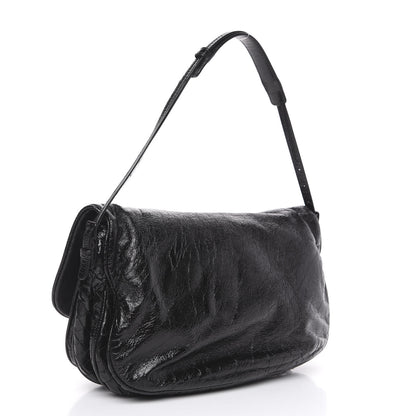 Bottega Veneta Patent Goatskin Intrecciato Shoulder Bag Black 2 of 10