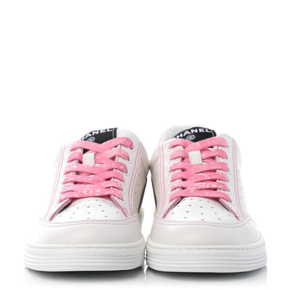 Chanel Calfskin Womens Logo Sneakers 38 White Pink 2 of 4