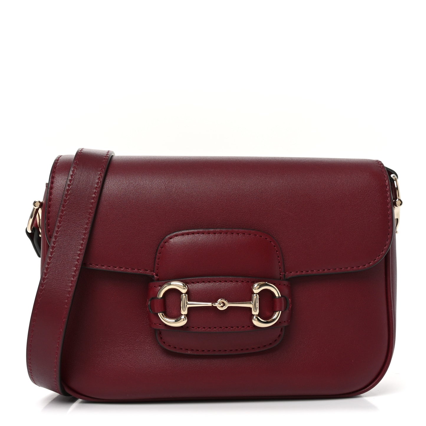 Arabella Calfskin Horsebit 1955 Soft Small Shoulder Bag Rosso Ancora