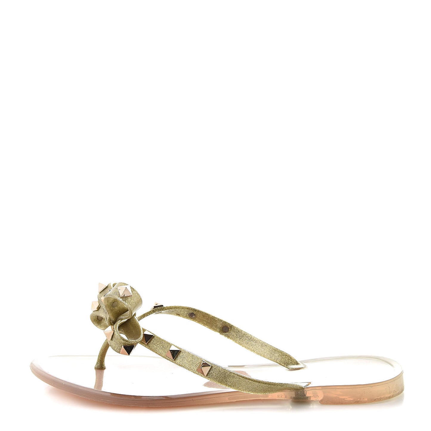 PVC Jelly Glitter Rockstud Bow Thong Sandals 39 Oro