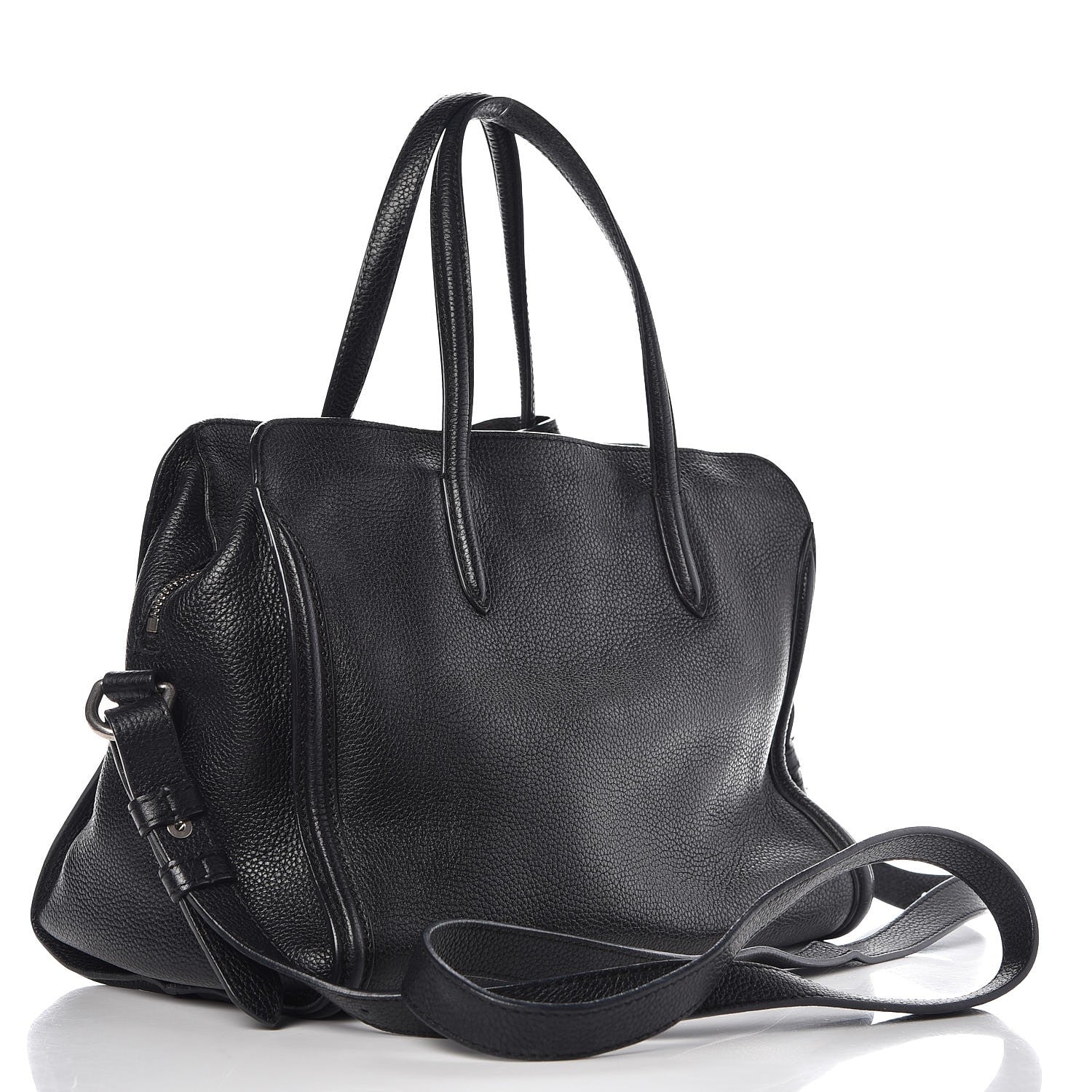 Alexander McQueen Pebbled Calfskin Small Skull Padlock Zip Around Tote Black 4 of 15