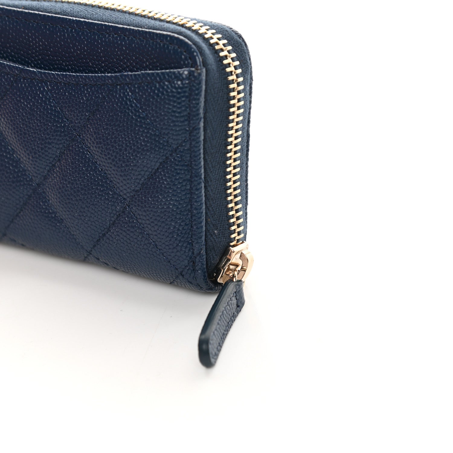 Chanel Caviar Quilted Zip Coin Purse Dark Blue 9 of 10