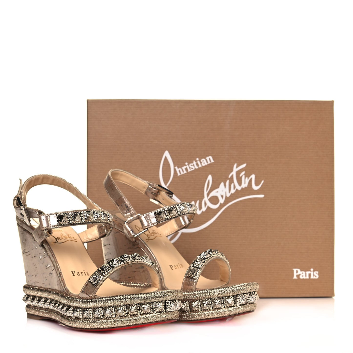 Cork Studded Pyradiams 110 Platform Sandals 35 Silver