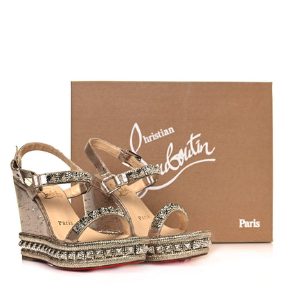 Christian Louboutin Cork Studded Pyradiams 110 Platform Sandals 35 Silver 8 of 8
