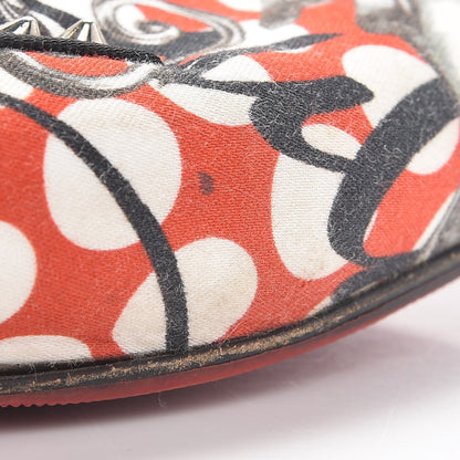 Christian Louboutin Fabric Sakouette Face Spikes Polka Dot Loafers 36.5 Multicolor Silver 12 of 14